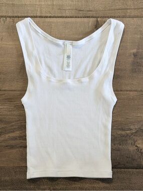 SKIMS White cotton Ribbed Tank Top - Shirt size XS